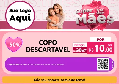 Modelo de Cartaz para Cartaz A4 Horizontal com o tema Super Dia Das Mães para Embalagens
