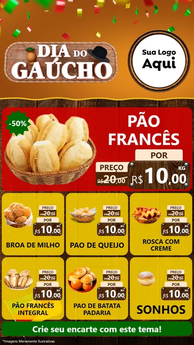 Modelo de Rede Social para Stories com o tema Dia do Gaúcho para Padaria