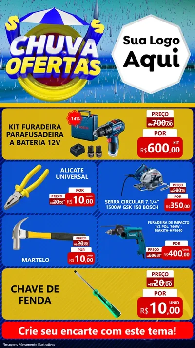 Modelo de TV para TV Vertical com o tema Chuva de Ofertas para Maquinas e Ferramentas