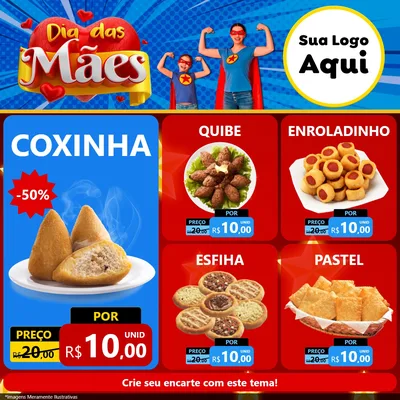 Modelo de Rede Social para Feed Facebook com o tema Dia das Mães para Salgadaria