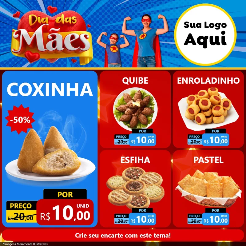 Modelo de Rede Social para Feed Facebook com o tema Dia das Mães para Salgadaria