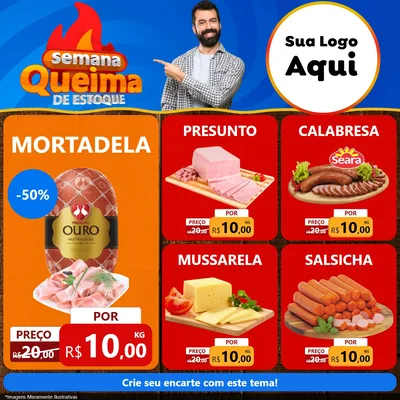 Modelo de Rede Social para Feed Facebook com o tema Semana Queima de Estoque para Frios e Laticínios