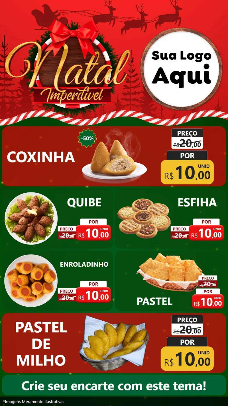 Modelo de TV para TV Vertical com o tema Natal Imperdível para Salgadaria