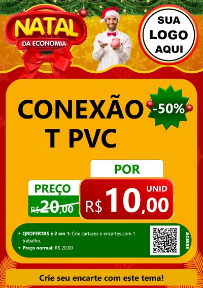Modelo de Cartaz para Cartaz A4 Vertical com o tema Natal da Economia para Tubos e conexões