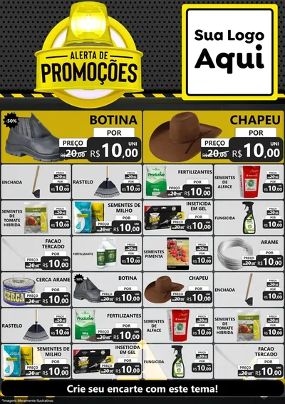 Modelo de Encarte para Encarte A4 Vertical com o tema Alerta de Promoções para Agropecuária