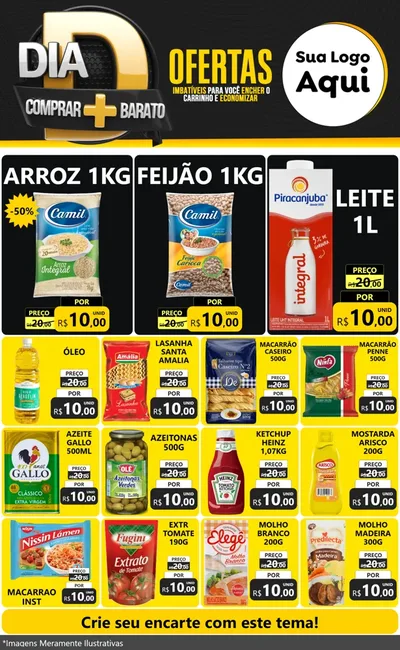 Modelo de Encarte para Encarte Grande com o tema Dia D Mais Economia para Supermercado