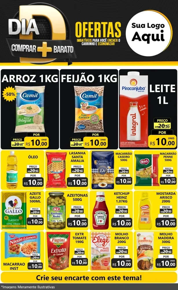 Modelo de Encarte para Encarte Grande com o tema Dia D Mais Economia para Supermercado