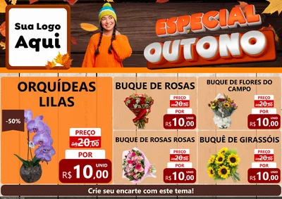Modelo de Encarte para Encarte A4 Horizontal com o tema Especial Outono para Floricultura e jardim