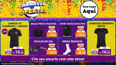Modelo de TV para TV Horizontal com o tema Carnaval de Ofertas para Roupas e acessórios