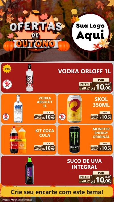 Modelo de TV para TV Vertical com o tema Ofertas de Outono para Distribuidora de bebidas
