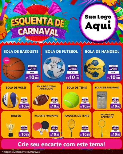 Modelo de Rede Social para Feed Instagram com o tema Esquenta de Carnaval para Artigos Esportivos