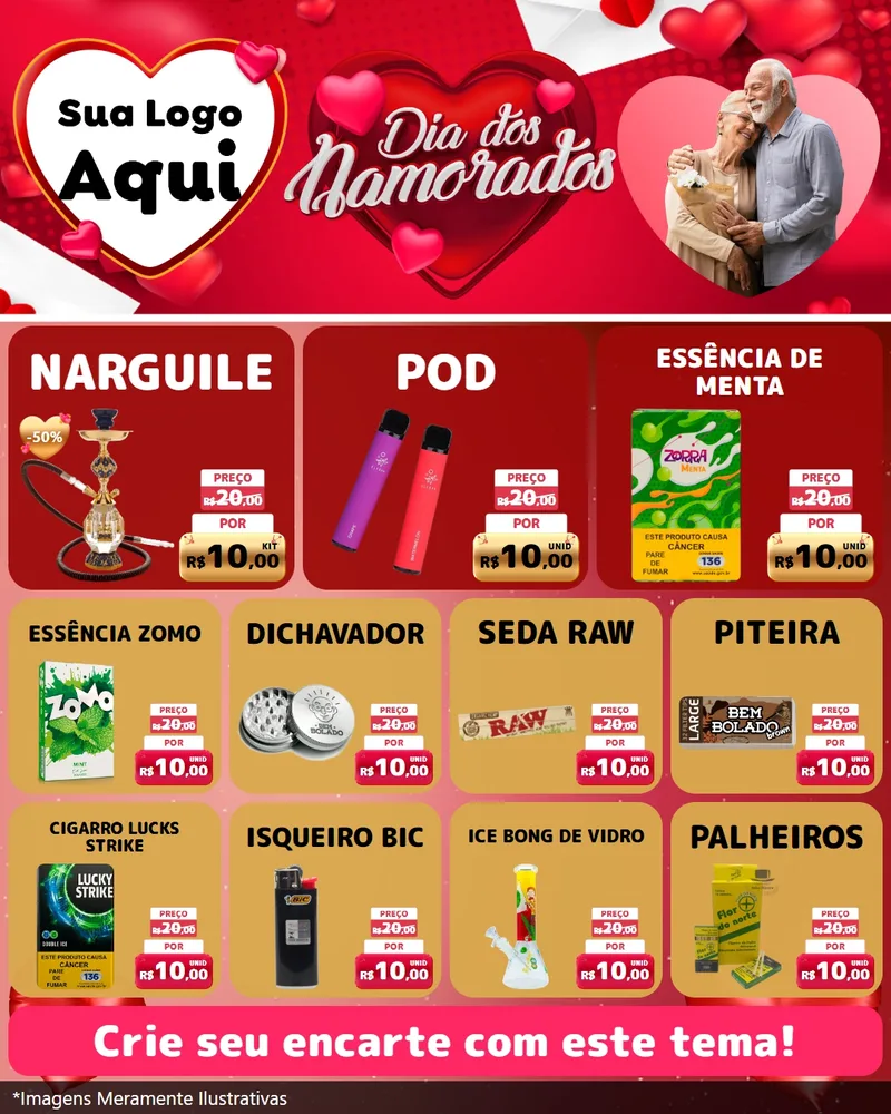 Modelo de Rede Social para Feed Instagram com o tema Dia Dos Namorados para Tabacaria
