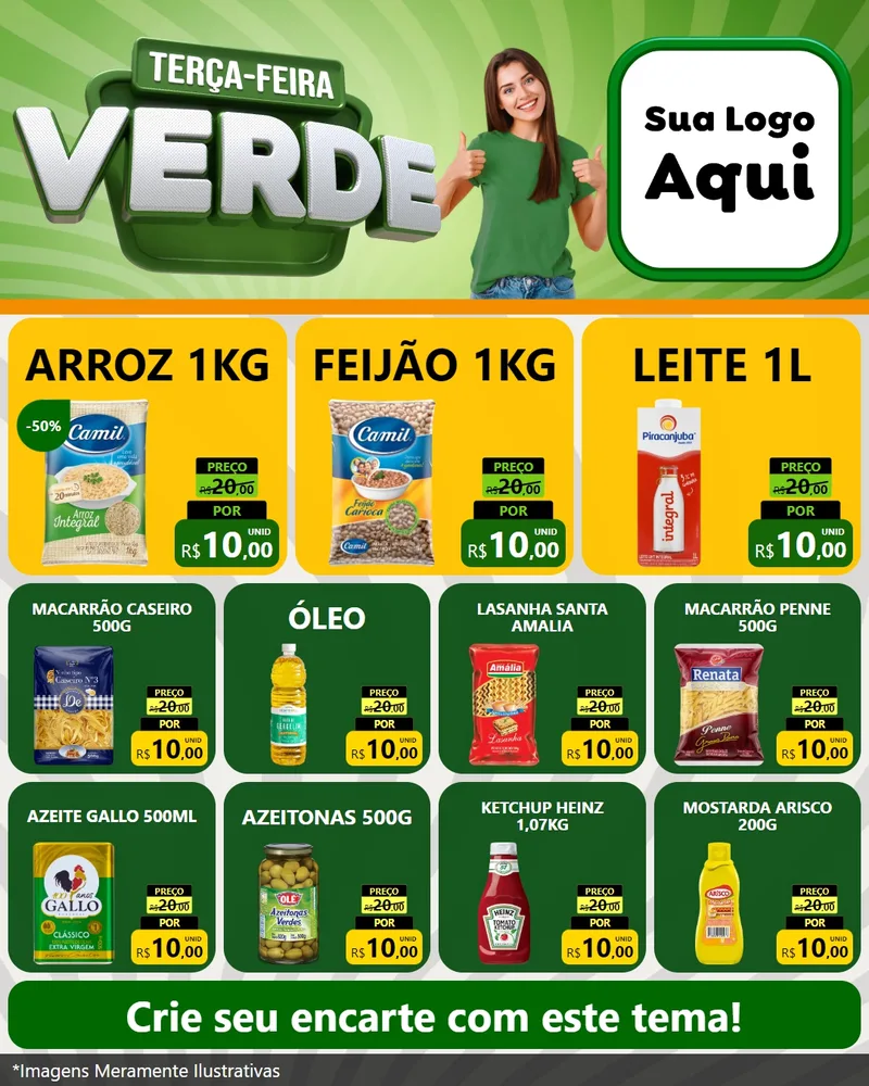 Modelo de Rede Social para Feed Instagram com o tema Terça - Feira Verde para Supermercado