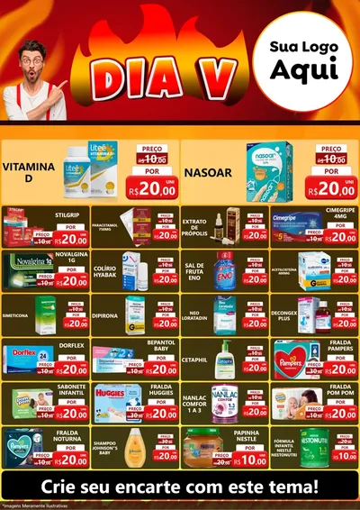 Modelo de Encarte para Encarte A4 Vertical com o tema Dia V para Farmácia