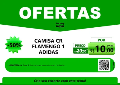 Modelo de Cartaz para Cartaz A4 Horizontal com o tema Ofertas Verde Cartaz para Roupas e acessórios