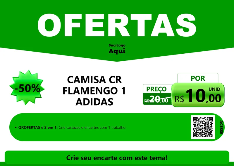 Modelo de Cartaz para Cartaz A4 Horizontal com o tema Ofertas Verde Cartaz para Roupas e acessórios