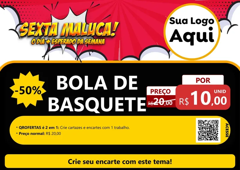 Modelo de Cartaz para Cartaz A4 Horizontal com o tema Sexta Maluca! para Artigos Esportivos