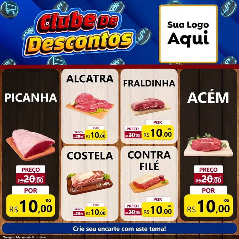 Modelo de Rede Social para Feed Facebook com o tema Clube de Descontos para Açougue