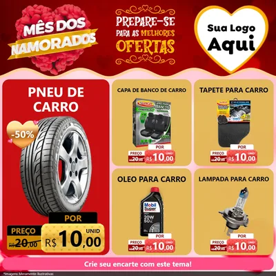 Modelo de Rede Social para Feed Facebook com o tema Mês dos Namorados para Auto peças