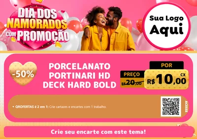 Modelo de Cartaz para Cartaz A4 Horizontal com o tema Dia dos Namorados com Promoção para Pisos e revestimentos