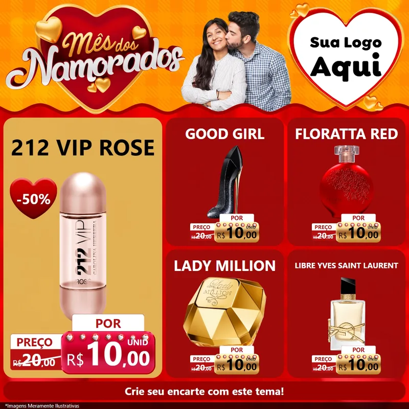 Modelo de Rede Social para Feed Facebook com o tema Mês dos Namorados para Perfumes