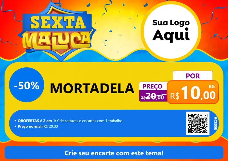 Modelo de Cartaz para Cartaz A4 Horizontal com o tema Sexta Maluca para Frios e Laticínios