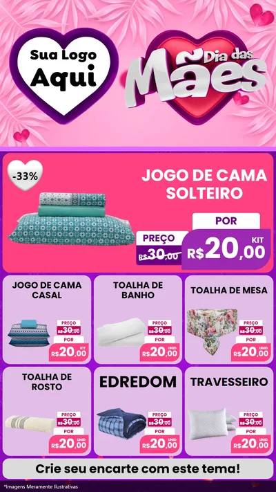 Modelo de Rede Social para Stories com o tema Dia das Mães para Cama, Mesa e Banho
