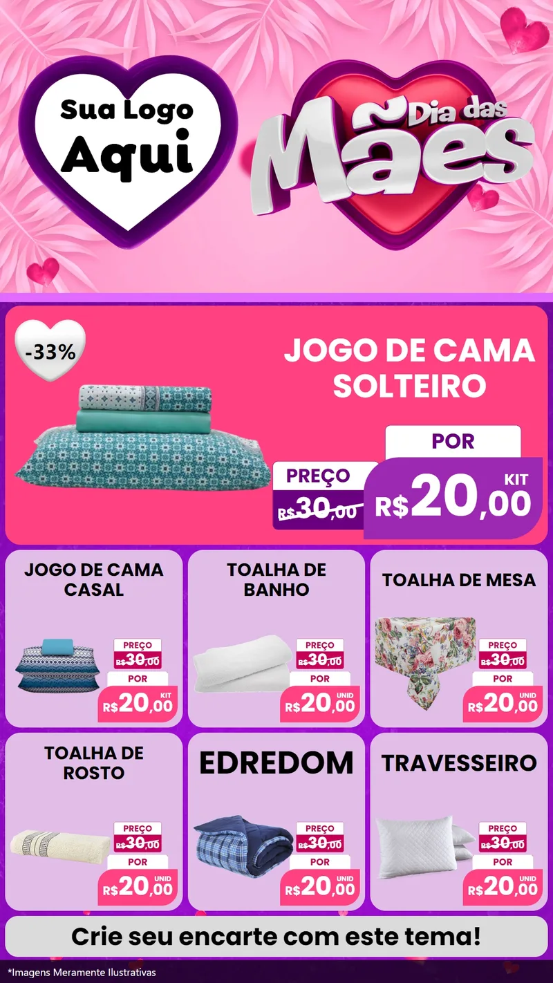Modelo de Rede Social para Stories com o tema Dia das Mães para Cama, Mesa e Banho