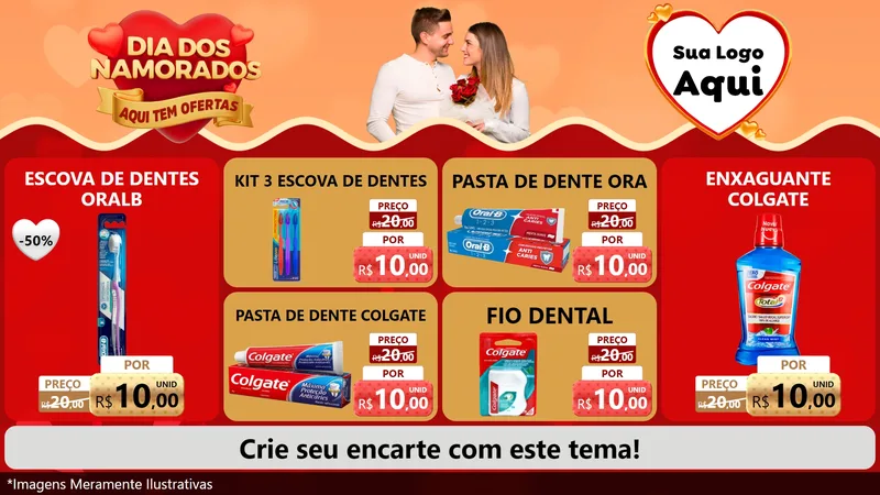 Modelo de TV para TV Horizontal com o tema Dia dos Namorados - Aqui Tem Ofertas para Higiene Pessoal