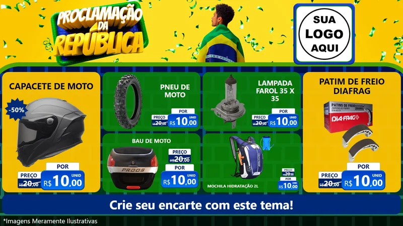 Modelo de TV para TV Horizontal com o tema Proclamação da República para Moto peças