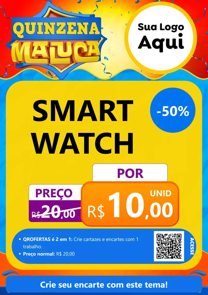 Modelo de Cartaz para Cartaz A4 Vertical com o tema Quinzena Maluca para Informática