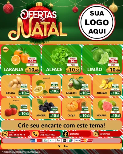 Modelo de Rede Social para Feed Instagram com o tema Ofertas de Natal para Hortifrúti