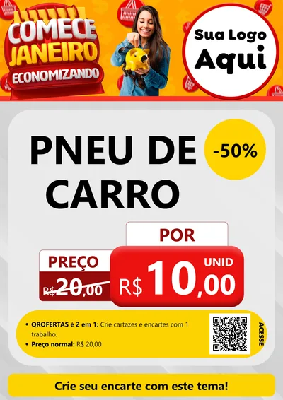 Modelo de Cartaz para Cartaz A4 Vertical com o tema Comece Janeiro Economizando para Auto peças