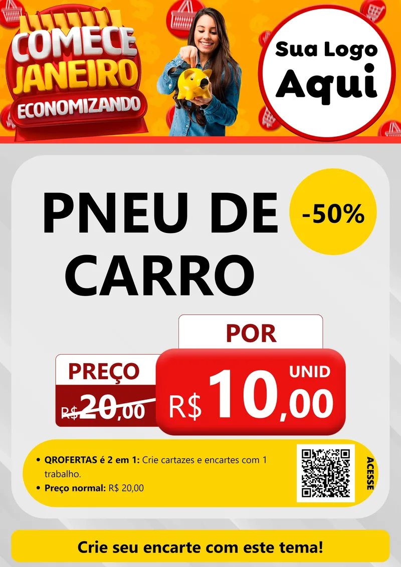 Modelo de Cartaz para Cartaz A4 Vertical com o tema Comece Janeiro Economizando para Auto peças