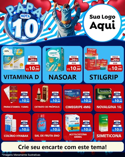 Modelo de Rede Social para Feed Instagram com o tema Papai Nota 10 para Farmácia