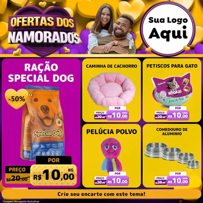 Modelo de Rede Social para Feed Facebook com o tema Oferta Dos Namorados para Pet Shop