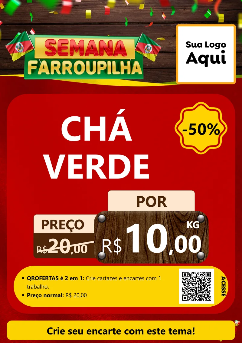 Modelo de Cartaz para Cartaz A4 Vertical com o tema Semana Farroupilha para Produtos Naturais