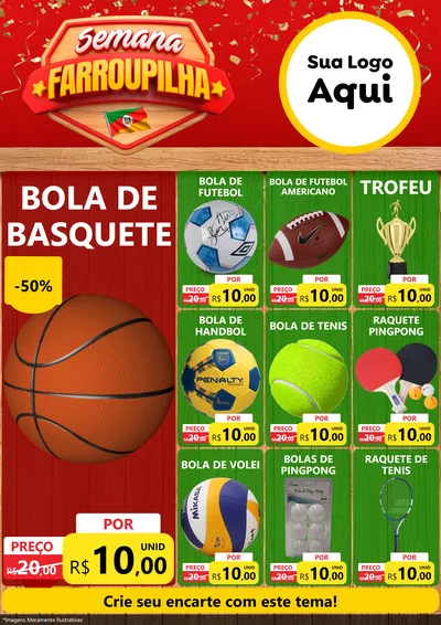 Modelo de Encarte para Encarte A4 Vertical com o tema Semana Farroupilha para Artigos Esportivos
