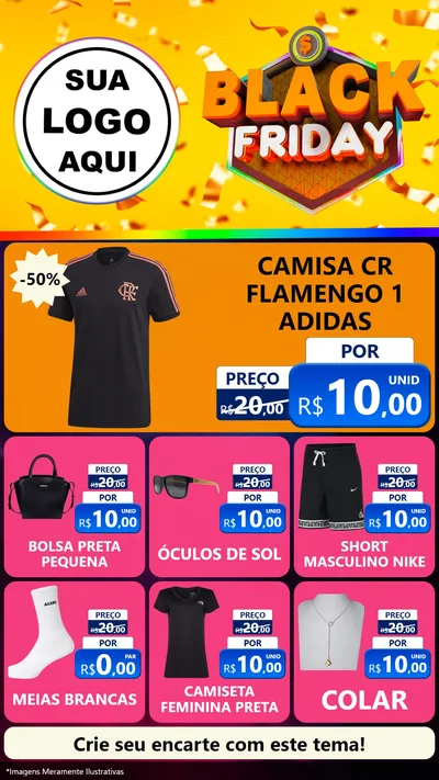 Modelo de Rede Social para Stories com o tema Black Friday para Roupas e acessórios