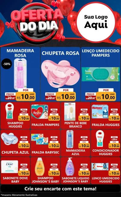 Modelo de Encarte para Encarte Grande com o tema Oferta do Dia para Bebês