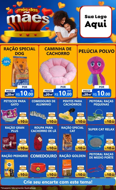 Modelo de Encarte para Encarte Grande com o tema Mês das Mães para Pet Shop