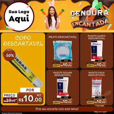 Modelo de Rede Social para Feed Facebook com o tema Cenoura Encantada - Páscoa para Embalagens