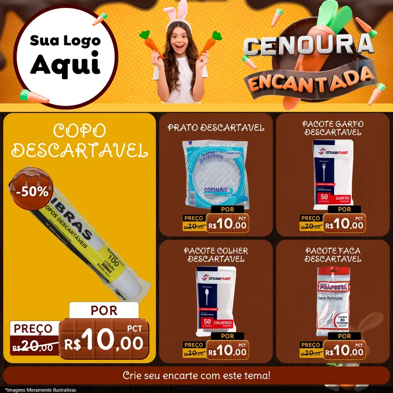 Modelo de Rede Social para Feed Facebook com o tema Cenoura Encantada - Páscoa para Embalagens