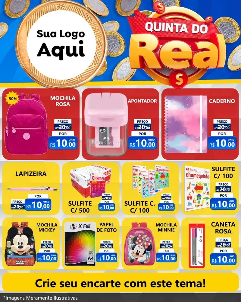 Modelo de Rede Social para Feed Instagram com o tema Quinta do Real para Papelaria