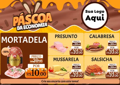 Modelo de Encarte para Encarte A4 Horizontal com o tema Páscoa da Economia para Frios e Laticínios