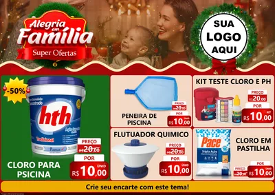 Modelo de Encarte para Encarte A4 Horizontal com o tema Alegria Em Família - Super Ofertas para Produtos para Piscina