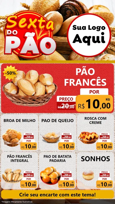 Modelo de Rede Social para Stories com o tema Sexta do Pão para Padaria