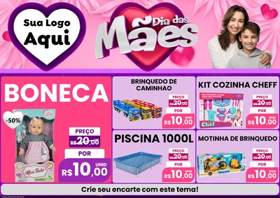 Modelo de Encarte para Encarte A4 Horizontal com o tema Dia das Mães para Brinquedos