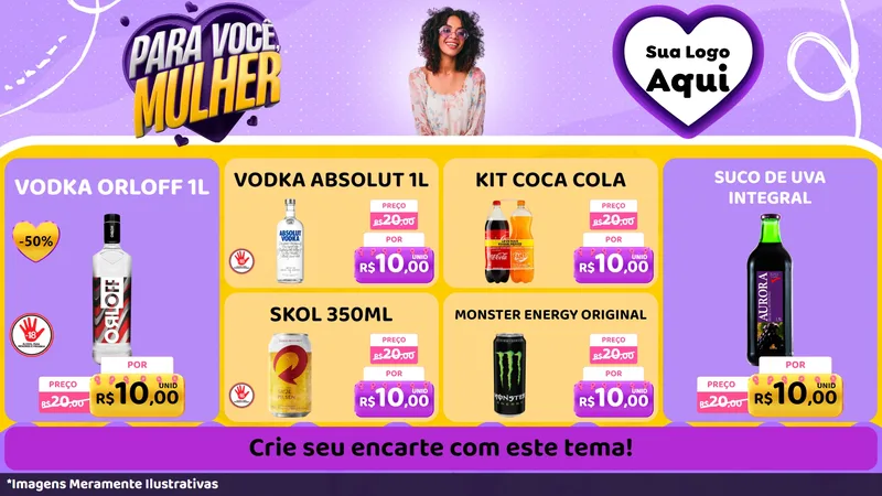 Modelo de TV para TV Horizontal com o tema Para Você, Mulher para Distribuidora de bebidas