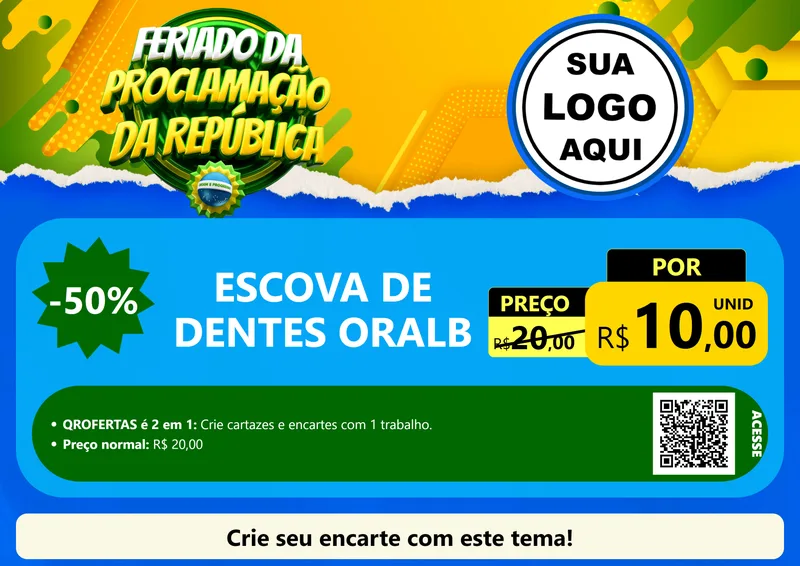 Modelo de Cartaz para Cartaz A4 Horizontal com o tema Feriado da Proclamação da República para Higiene Pessoal